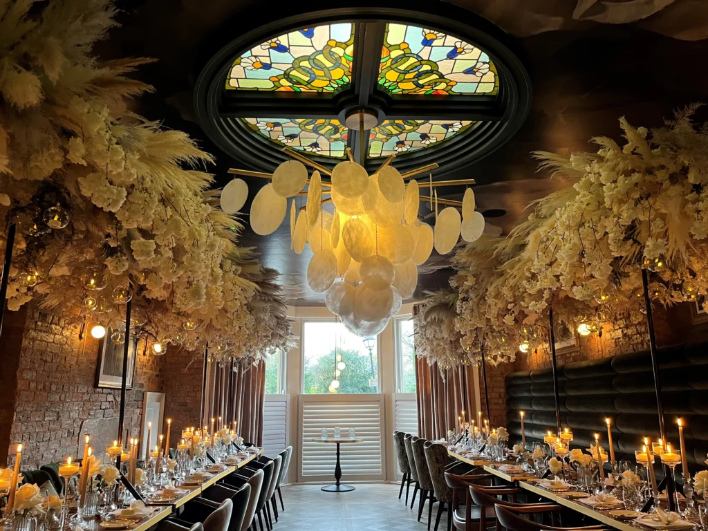 The Lantern Room decorated for a wedding at Manor House Lindley